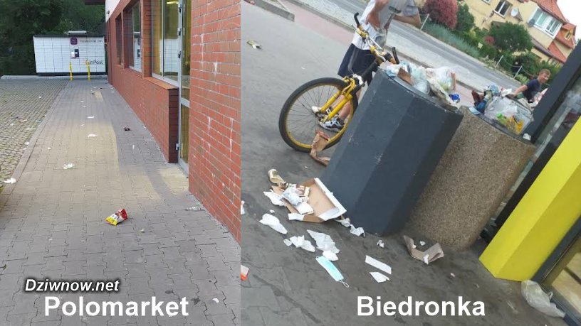 Pod marketami śmieci walają się na chodniku
